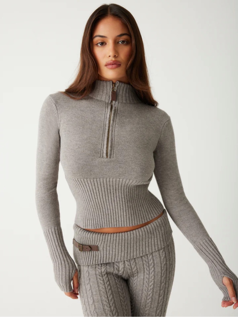 Frankie’s Bikinis Maverick Cloud Knit Half-Zip Sweater